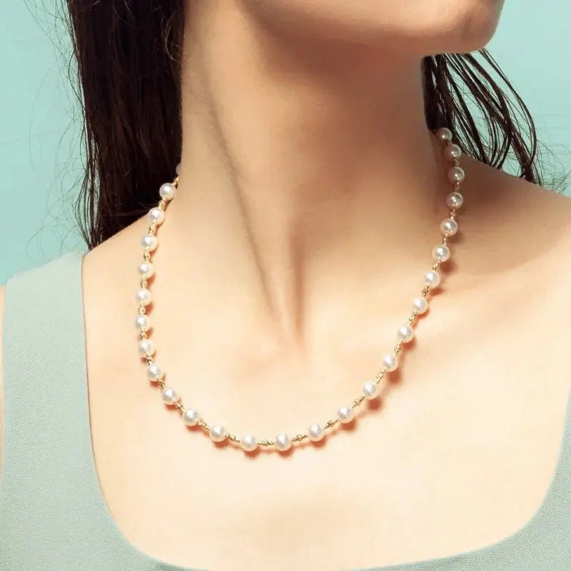 Akoya Pearl 18K Gold Floating Necklace