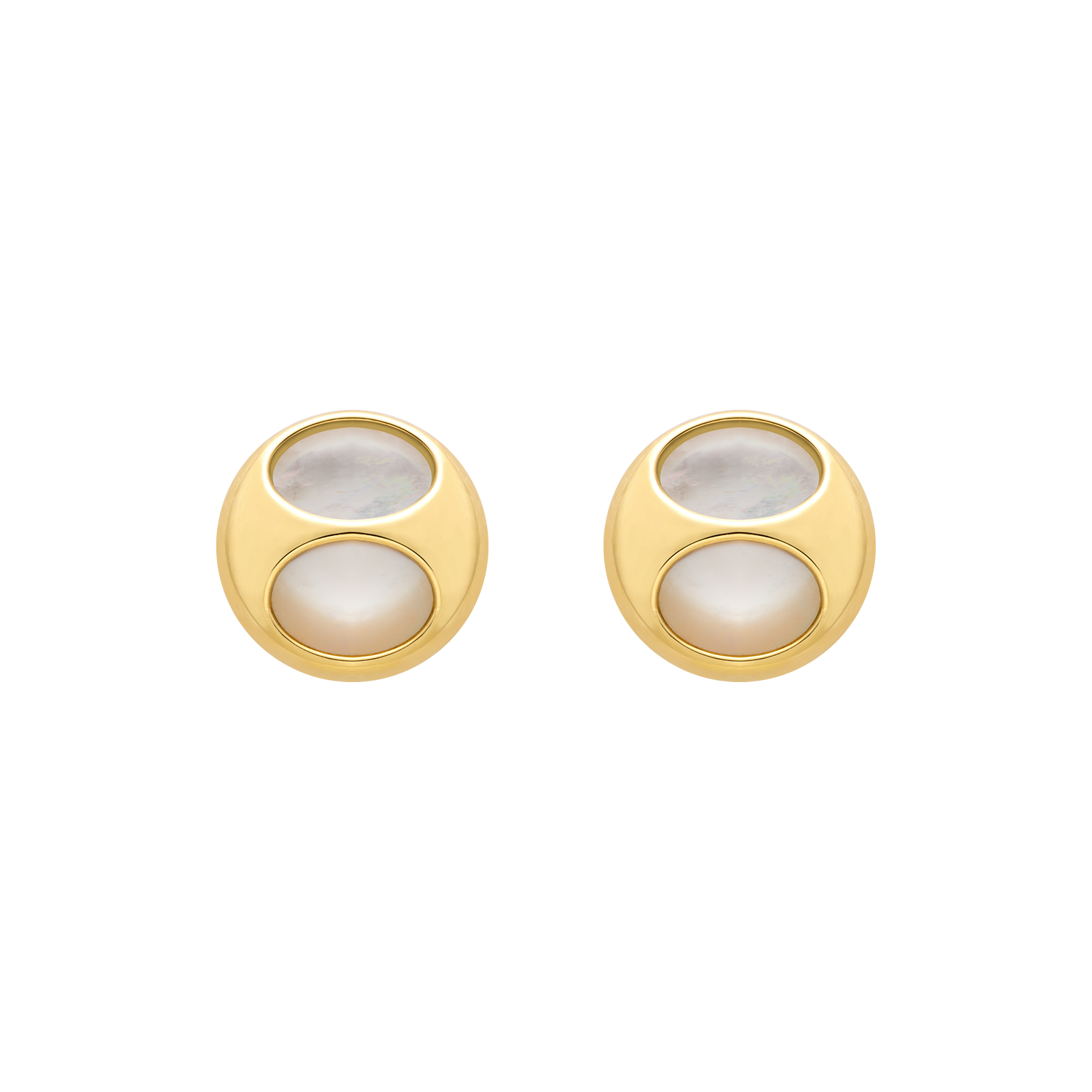 18K Gold Mother-of-Pearl Imprint H Gold Surround Studs