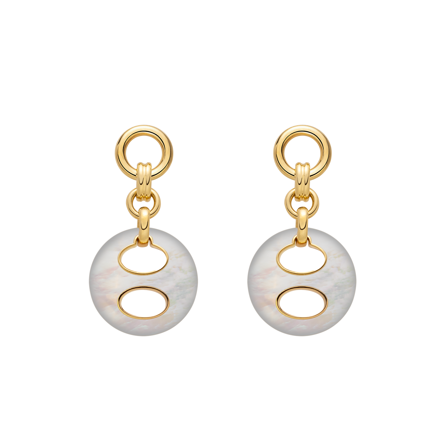 18K Gold Mother-of-Pearl Imprint H Hoop Earrings