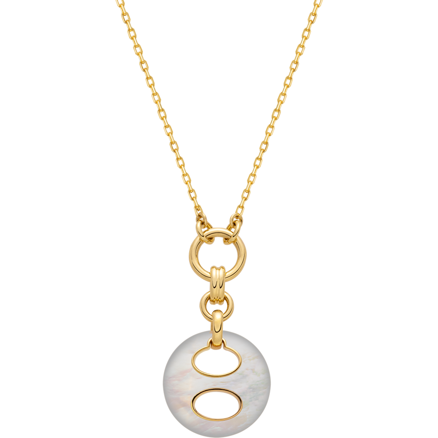 18K Gold Mother-of-Pearl Imprint H Hoop Necklaec