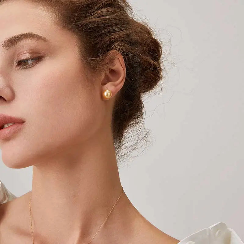 South Sea Golden Pearl 18K Gold Classic Straight Pin Earrings