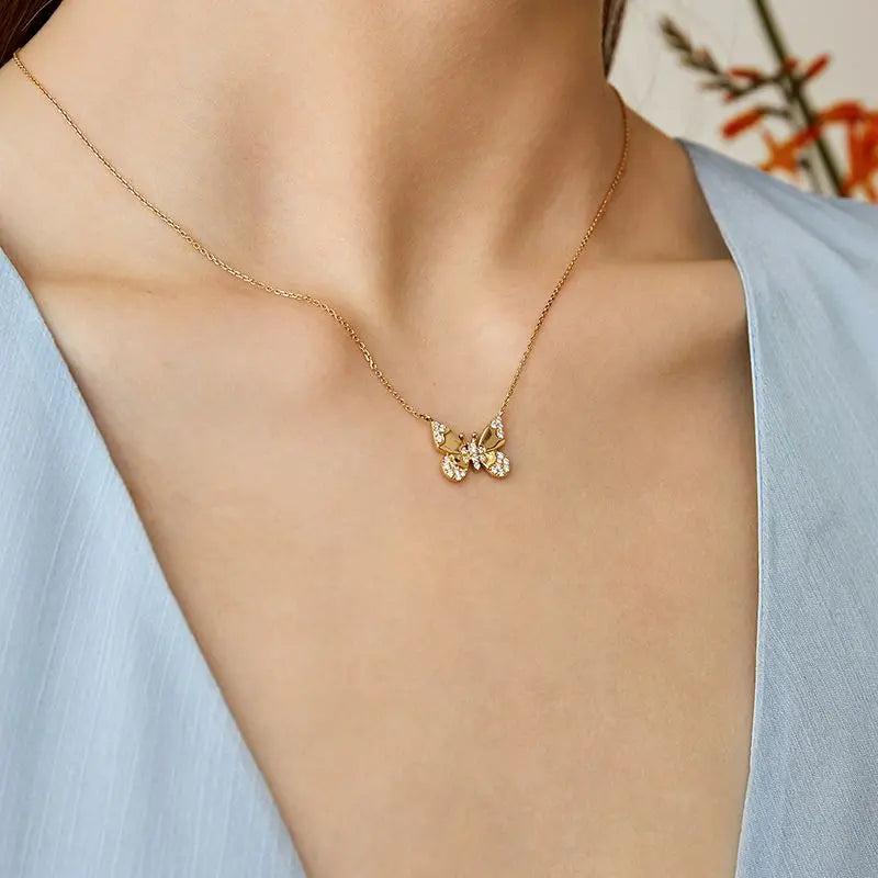 MONET GARDEN COLLECTION 18K Gold Butterfly Diamond Necklace