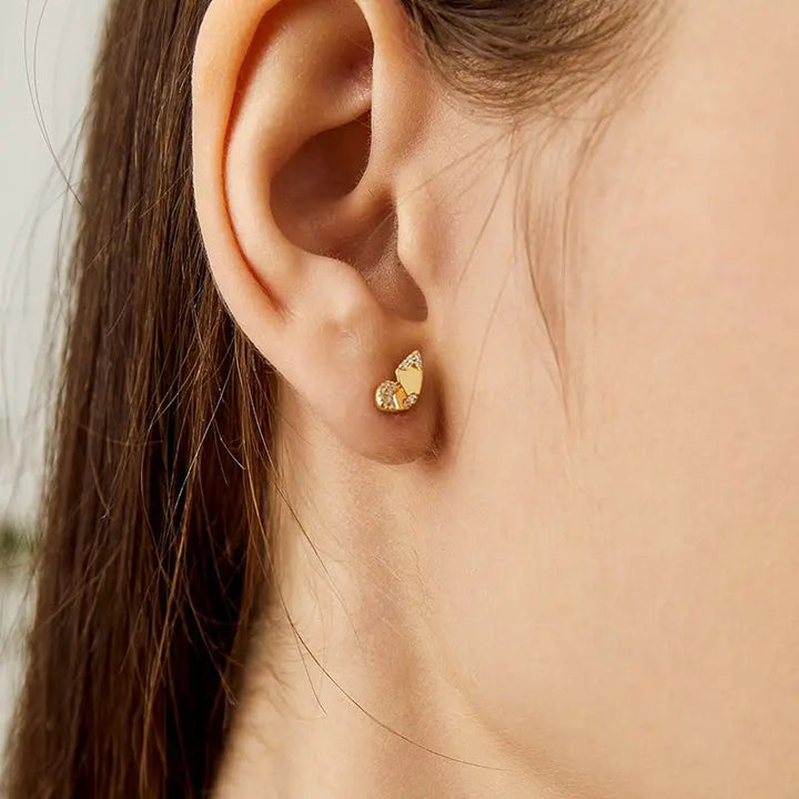 MONET GARDEN COLLECTION 18K Gold Butterfly Diamonds Ear Studs - HELAS Jewelry