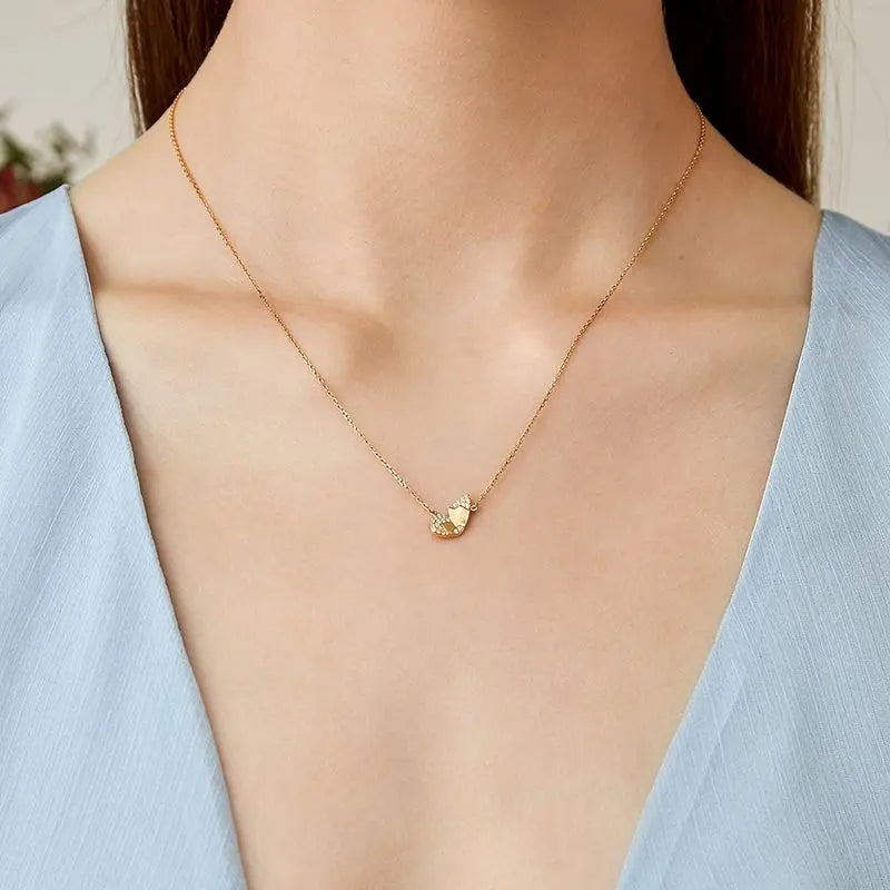 18K Gold Butterfly Diamonds Necklace