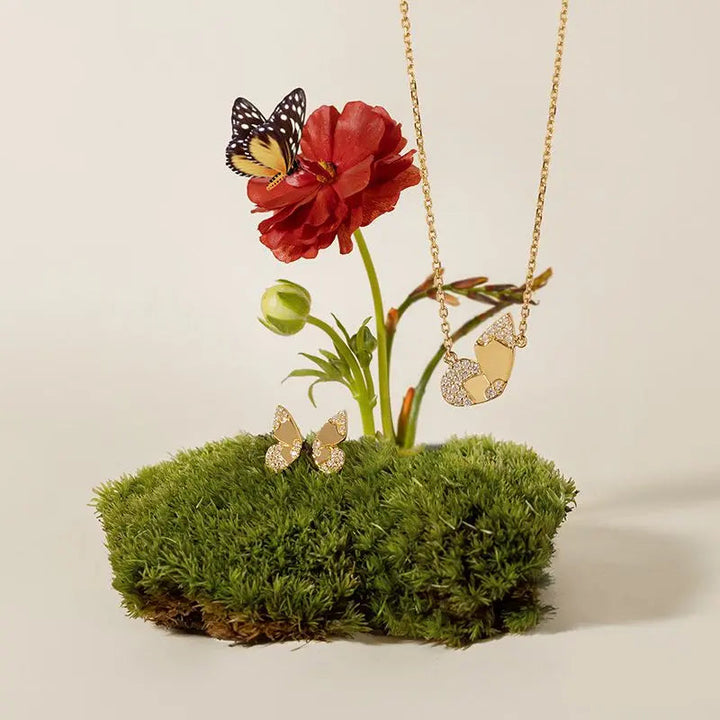 MONET GARDEN COLLECTION 18K Gold Butterfly Diamonds Necklace - HELAS Jewelry