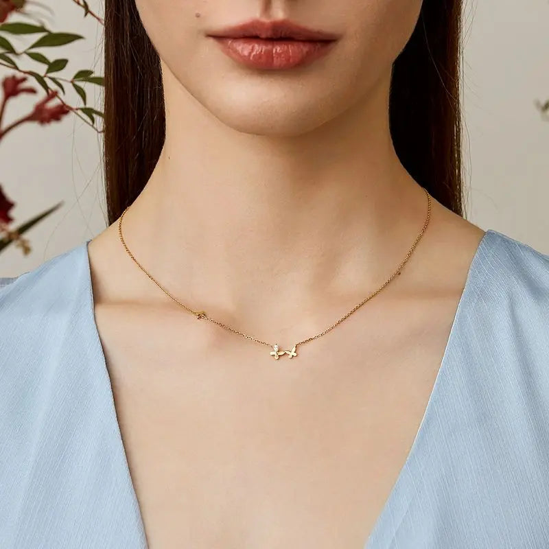18K Gold Butterfly Elegant Diamond Necklace - HELAS Jewelry