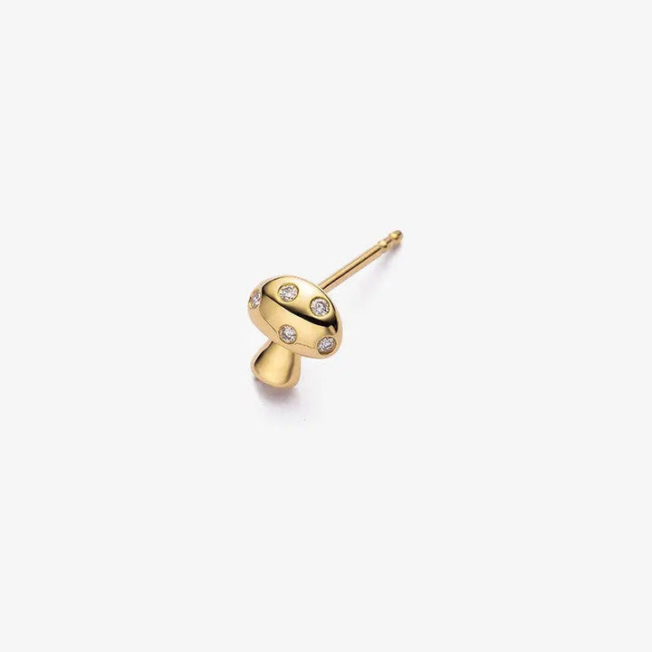 MONET GARDEN COLLECTION 18K Gold Mushroom Diamonds Ear Studs - HELAS Jewelry