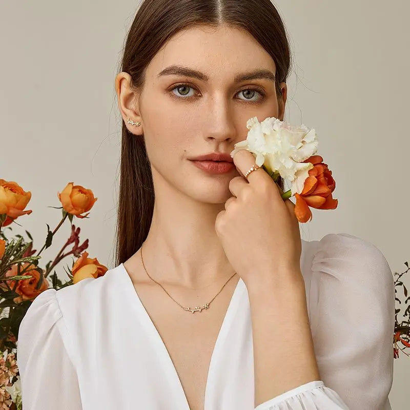 MONET GARDEN COLLECTION 18K Gold Twig Diamond Necklace - HELAS Jewelry