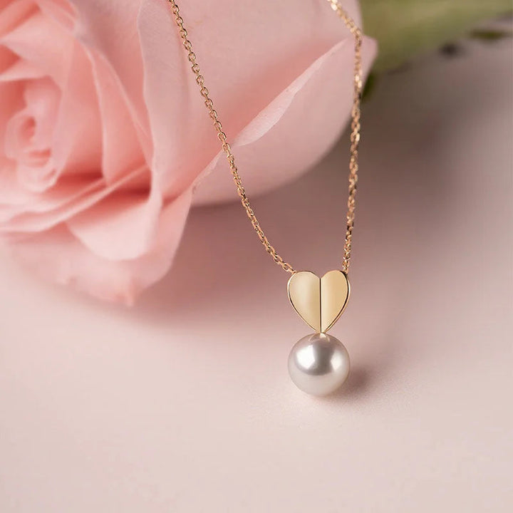 MY HEART COLLECTION Akoya Pearl 18K Gold Love Heart Necklace MY HEART COLLECTION Akoya Pearl 18K Gold Love Heart Necklace MY HEART COLLECTION