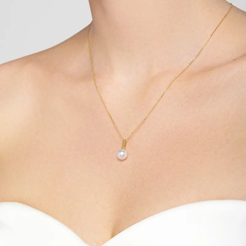 Akoya Saltwater Pearl 18K Yellow Gold Semibreve Necklace