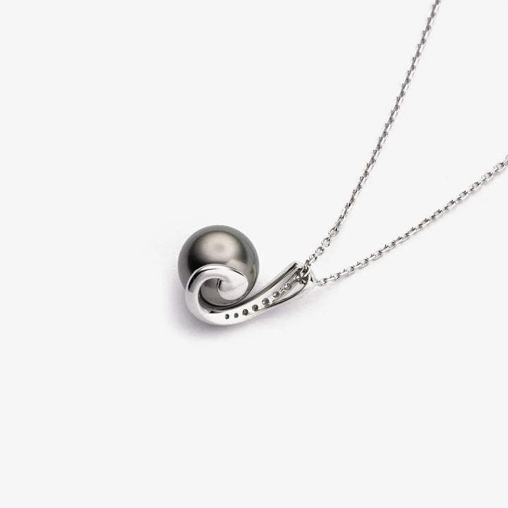 MYSTERY COLLECTION Tahitian Pearl 18K Gold Moon Pendant Necklace - HELAS Jewelry