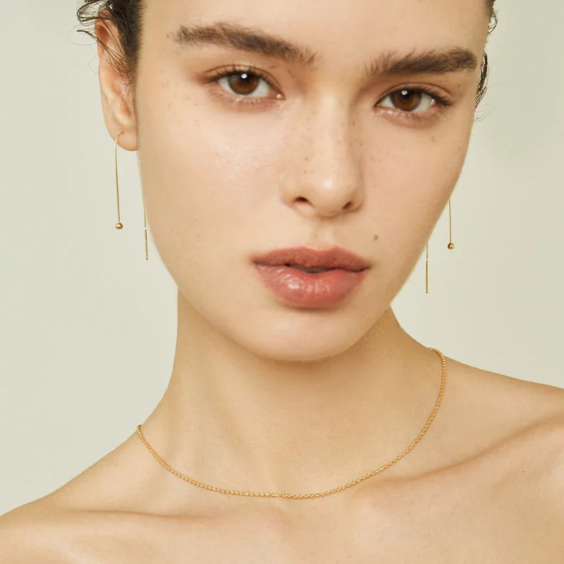 18K Gold Dazzling Oval Bead Chain Necklace