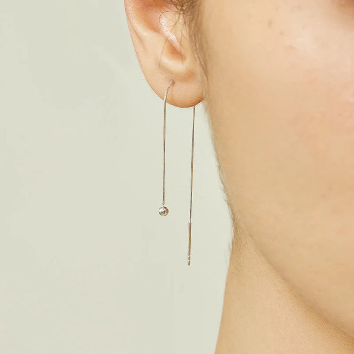 18K Gold Fine Herringbone Chain Eardrop Earring