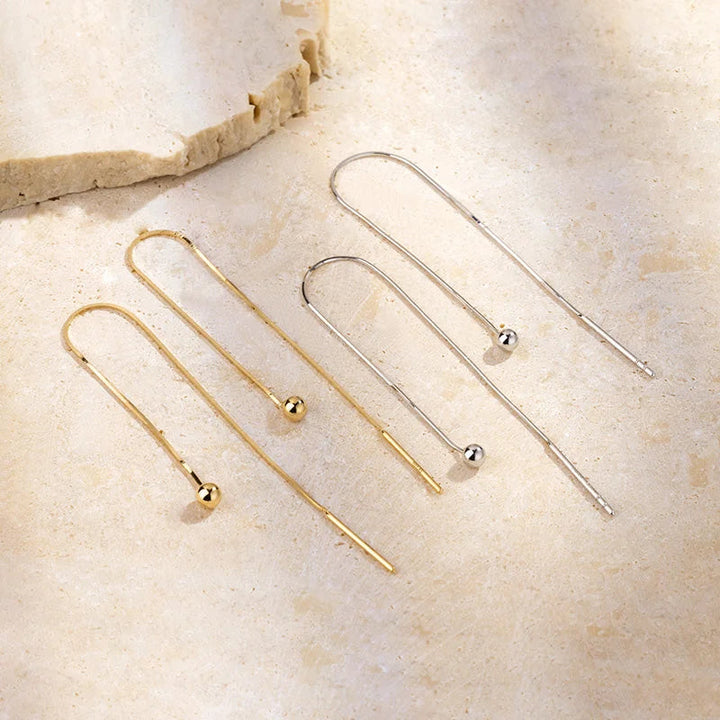 18K Gold Fine Herringbone Chain Eardrop Earring