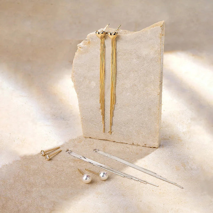 NAPLES COLLECTION  18K Gold Herringbone Chain Imitation Tassel Eardrop Earring NAPLES COLLECTION  18K Gold Herringbone Chain Imitation Tassel Eardrop Earring NAPLES COLLECTION