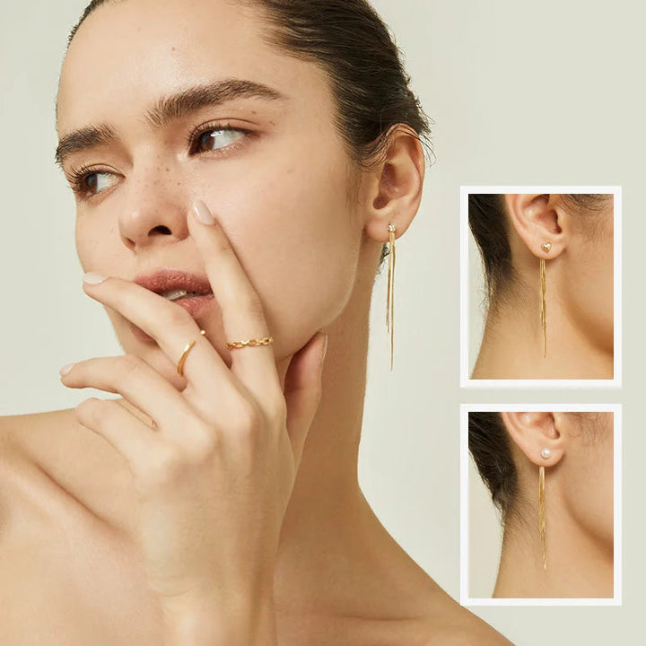 NAPLES COLLECTION  18K Gold Herringbone Chain Imitation Tassel Eardrop Earring NAPLES COLLECTION  18K Gold Herringbone Chain Imitation Tassel Eardrop Earring NAPLES COLLECTION