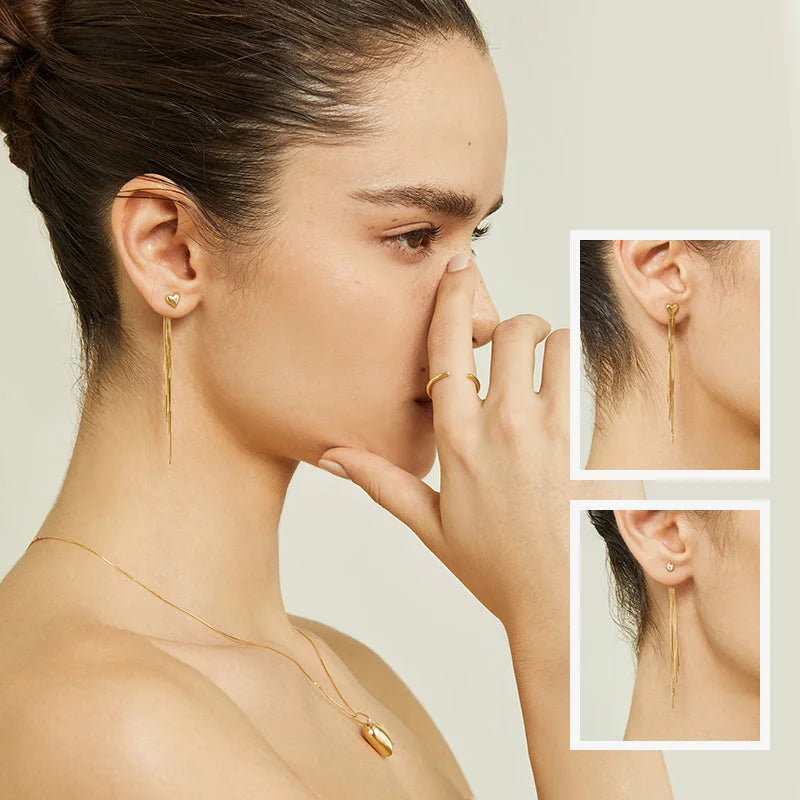 NAPLES COLLECTION  18K Gold Herringbone Chain Imitation Tassel Eardrop Earring NAPLES COLLECTION  18K Gold Herringbone Chain Imitation Tassel Eardrop Earring NAPLES COLLECTION