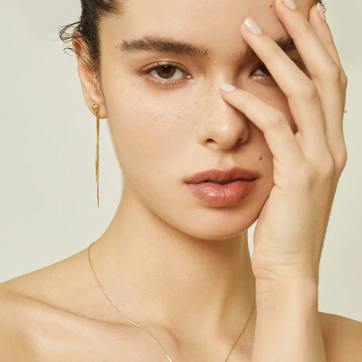 NAPLES COLLECTION  18K Gold Herringbone Chain Imitation Tassel Eardrop Earring NAPLES COLLECTION  18K Gold Herringbone Chain Imitation Tassel Eardrop Earring NAPLES COLLECTION