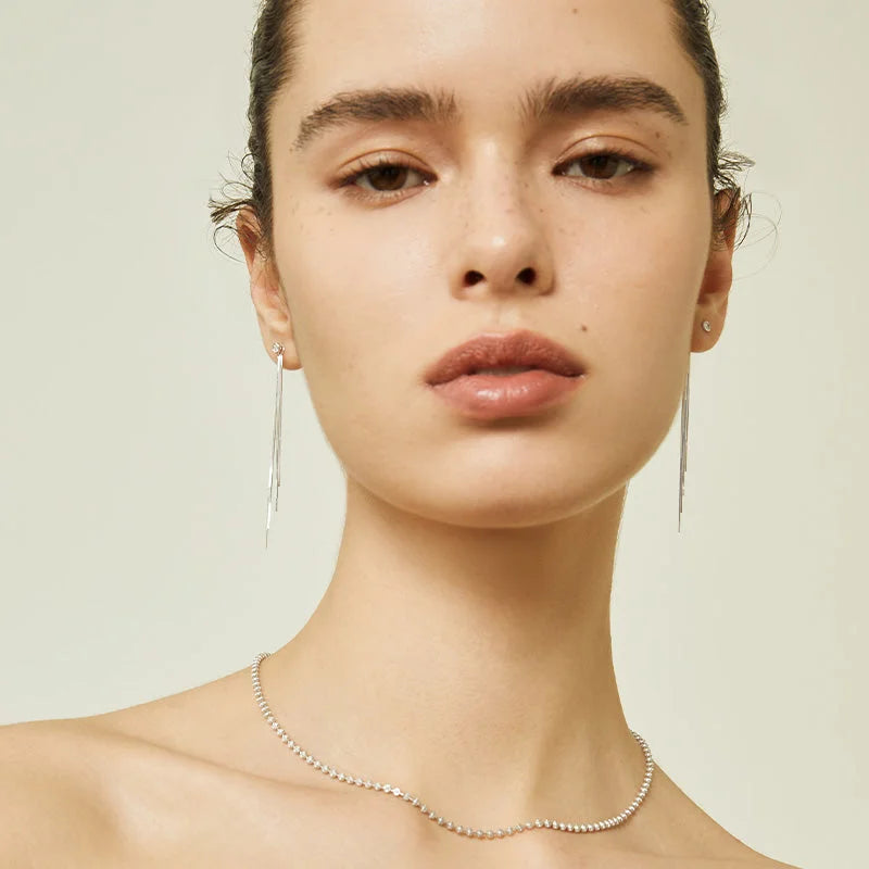 NAPLES COLLECTION  18K Gold Herringbone Chain Imitation Tassel Eardrop Earring NAPLES COLLECTION  18K Gold Herringbone Chain Imitation Tassel Eardrop Earring NAPLES COLLECTION