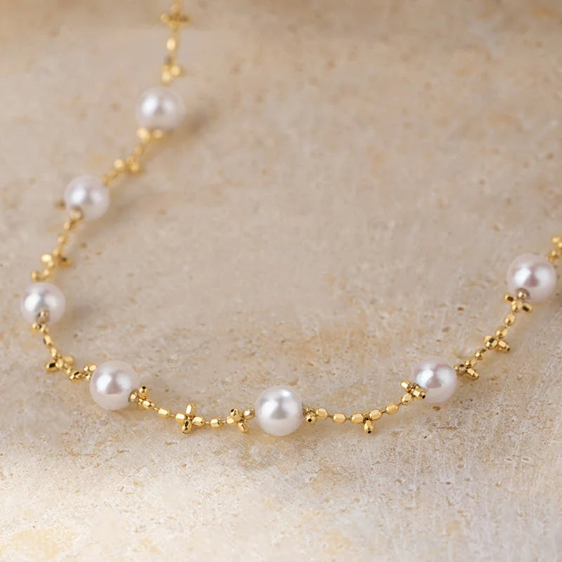 NAPLES COLLECTION Akoya Pearl 18K Yellow Gold Pattern Chain Necklace NAPLES COLLECTION Akoya Pearl 18K Yellow Gold Pattern Chain Necklace NAPLES COLLECTION