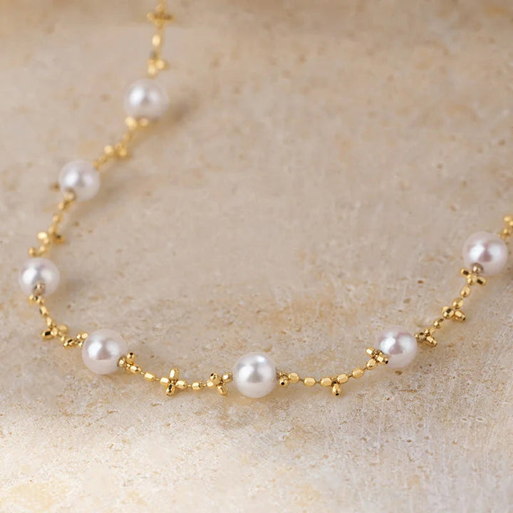 NAPLES COLLECTION Akoya Pearl 18K Yellow Gold Pattern Chain Necklace NAPLES COLLECTION Akoya Pearl 18K Yellow Gold Pattern Chain Necklace NAPLES COLLECTION