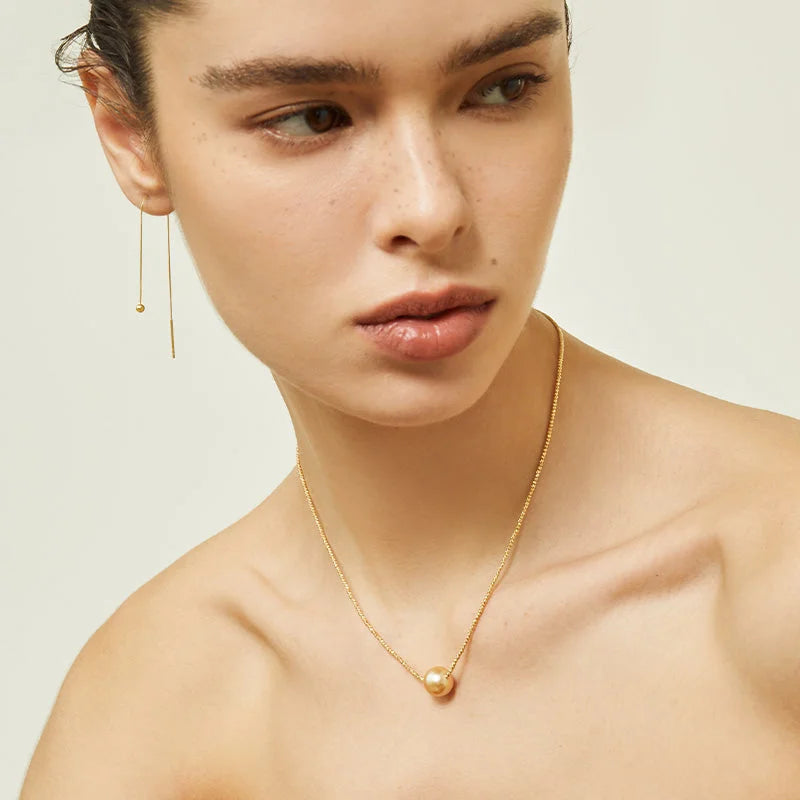 NAPLES COLLECTION Golden South Sea Pearl 18K Yellow Gold Pattern Bead Chain Necklace NAPLES COLLECTION Golden South Sea Pearl 18K Yellow Gold Pattern Bead Chain Necklace NAPLES COLLECTION