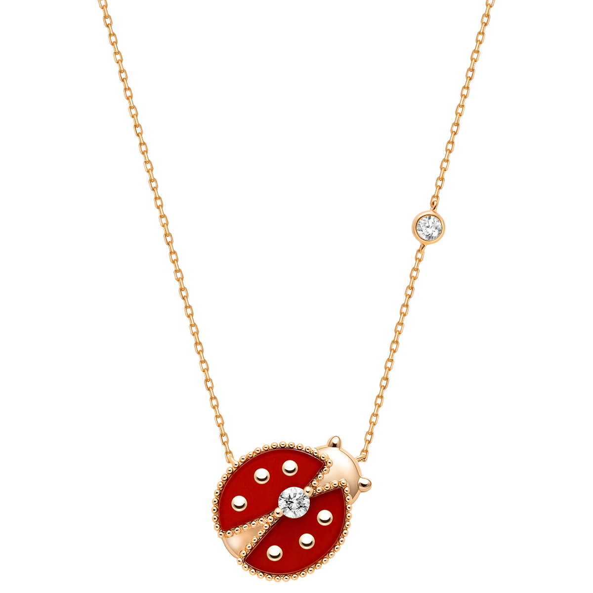 Red Agate 9K Rose Gold Lab-Grown Diamond Insect Necklace