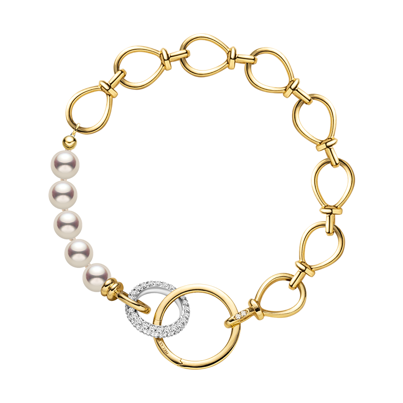Akoya Saltwater Pearl 18K Gold Diamond Infinity Potential Bracelet