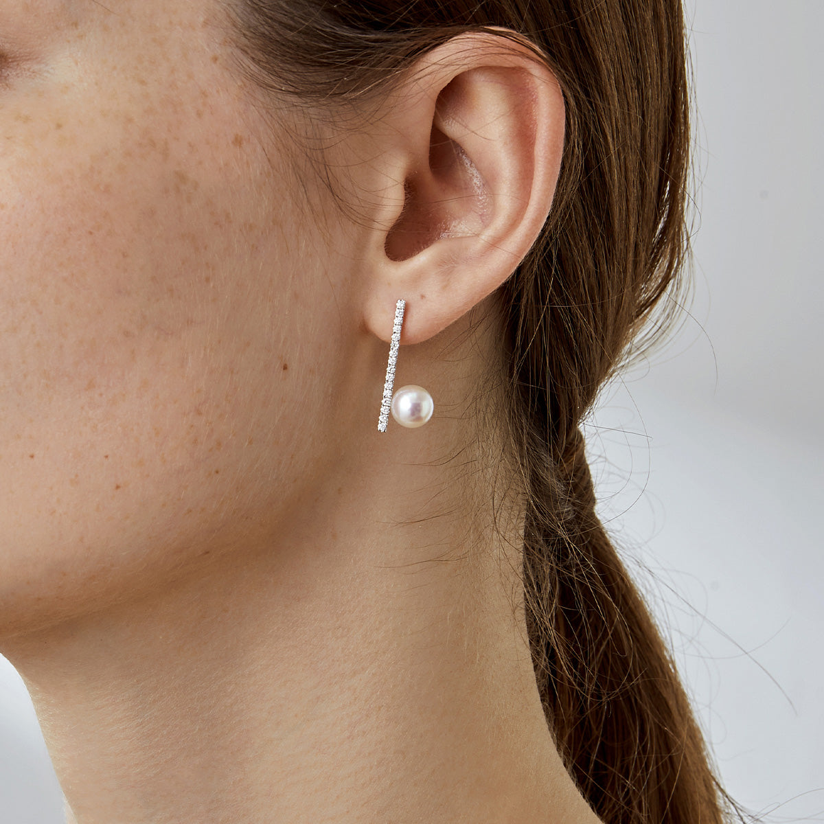 Akoya Pearl 18K White Gold Moonlight Diamond Earrings