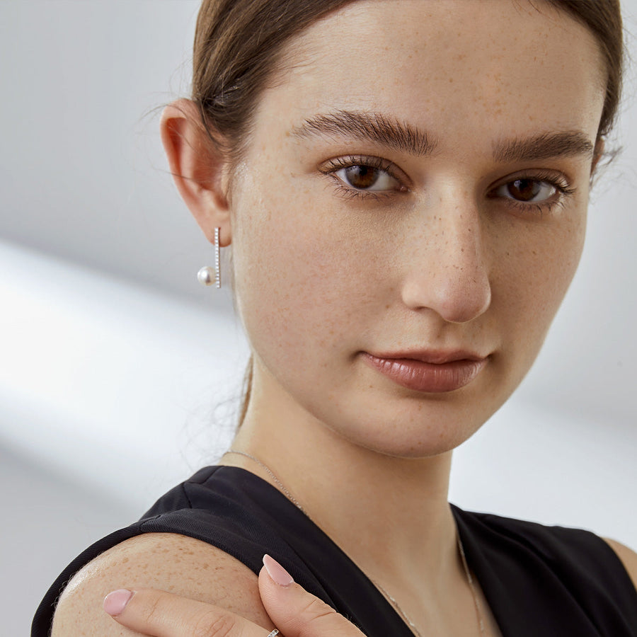 ALARA | Akoya Pearl and Diamond Halo Studs in Yellow Gold (0.38ct tw.) main image 1