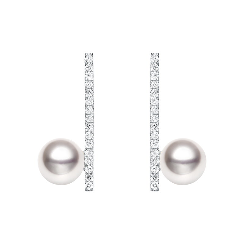 Akoya Pearl 18K White Gold Moonlight Diamond Earrings