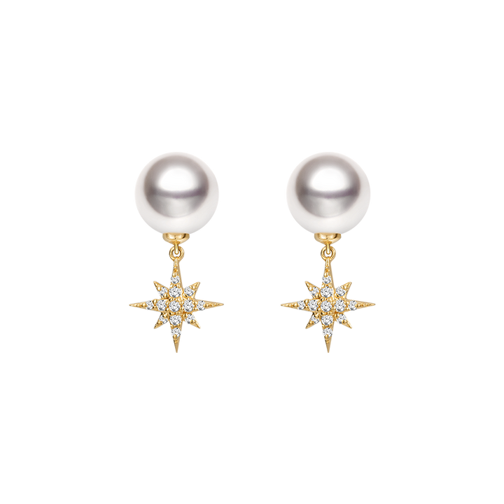 Premier Akoya Pearl 18K Gold Diamond Stud Earrings