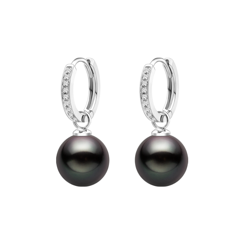 Tahitian Pearl 18K Gold Diamond Grace Earrings
