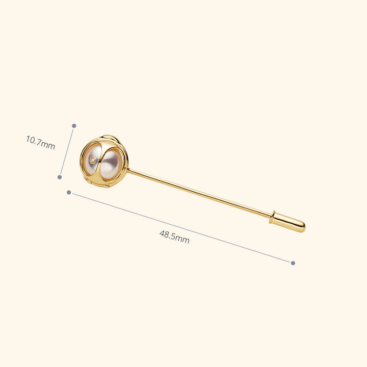 Akoya Saltwater Pearl 18K Gold Diamond Pearl-encased Brooch