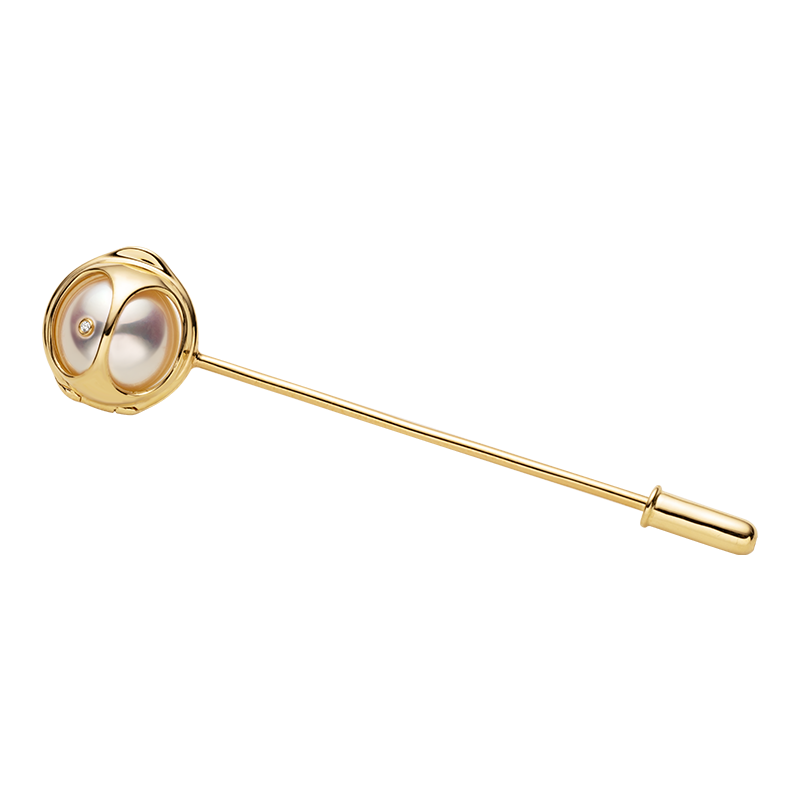 Akoya Saltwater Pearl 18K Gold Diamond Pearl-encased Brooch