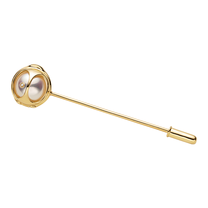 Akoya Saltwater Pearl 18K Gold Diamond Pearl-encased Brooch