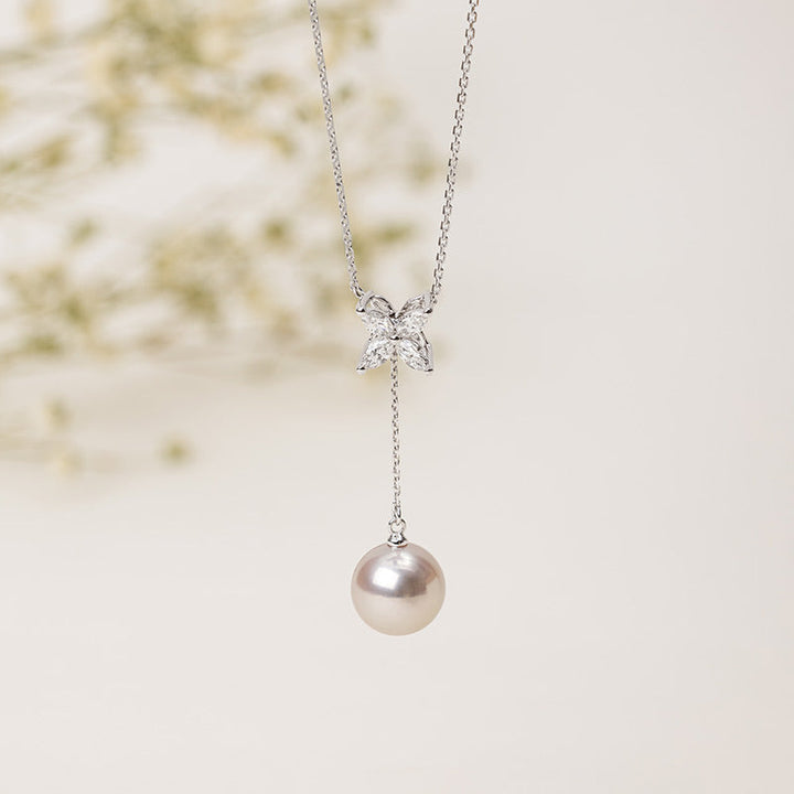 Akoya Pearl necklace Pearl Jewelry 18K White Gold Pendant Diamonds