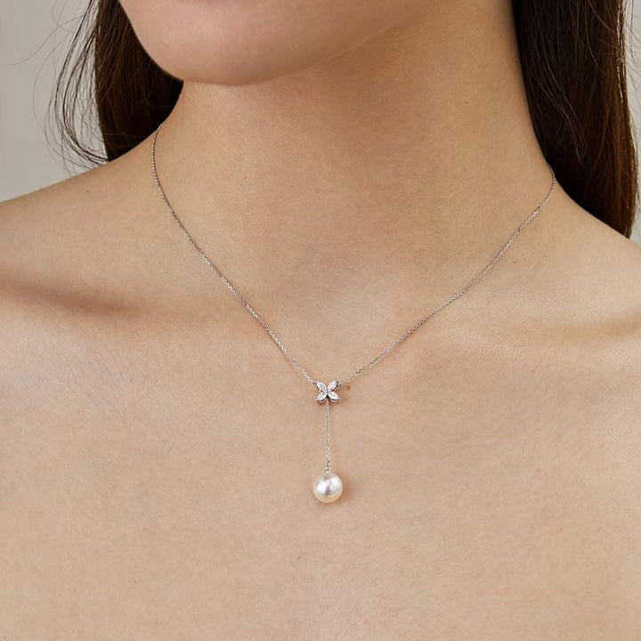 Akoya Pearl necklace Pearl Jewelry 18K White Gold Pendant Diamonds
