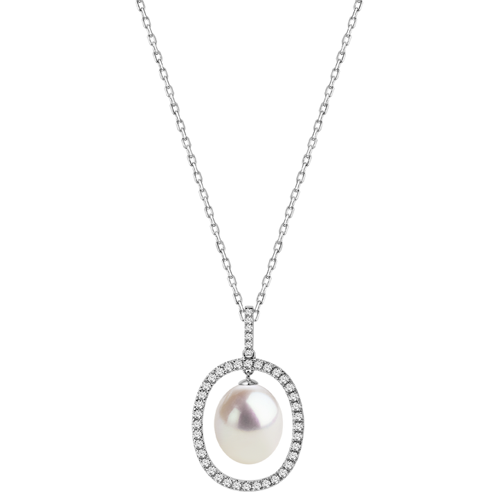 Exclusive Edison Pearl Double Clasp Pendant Necklace in 925 Sterling Silver