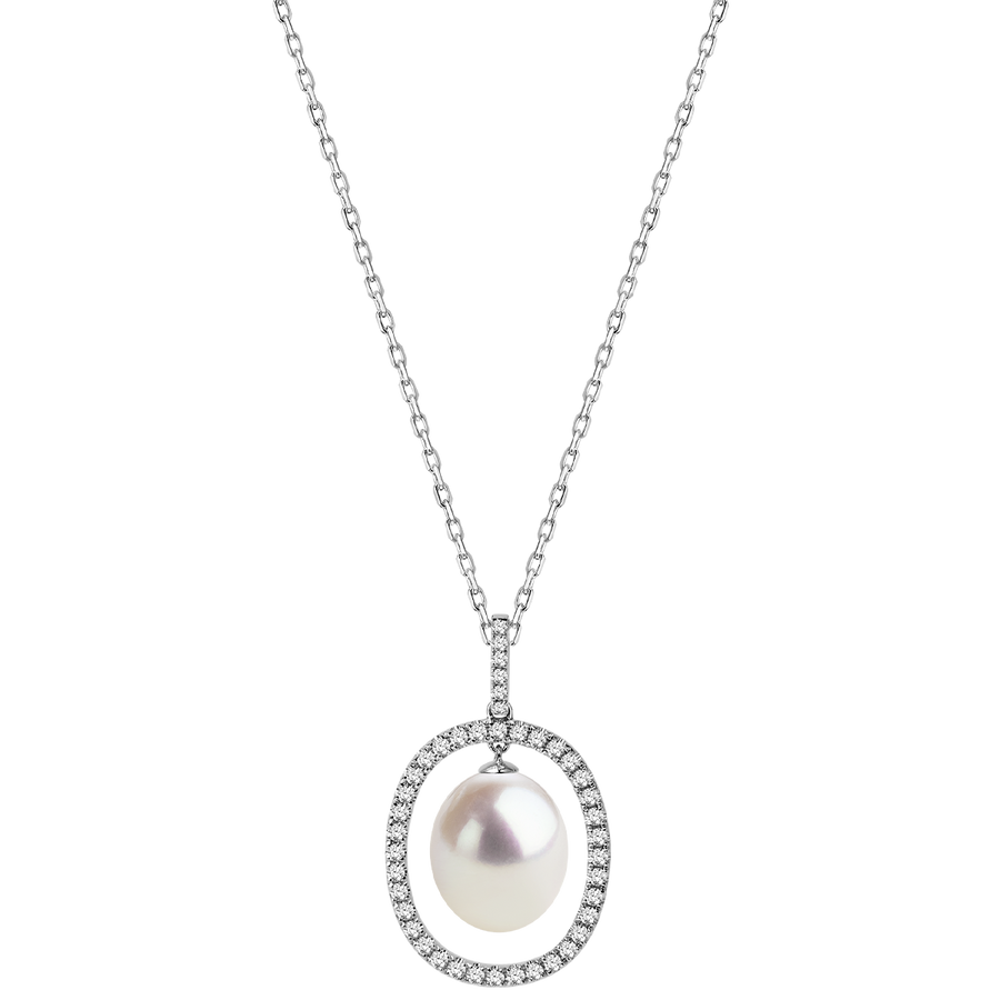Exclusive Edison Pearl Double Clasp Pendant Necklace in 925 Sterling Silver