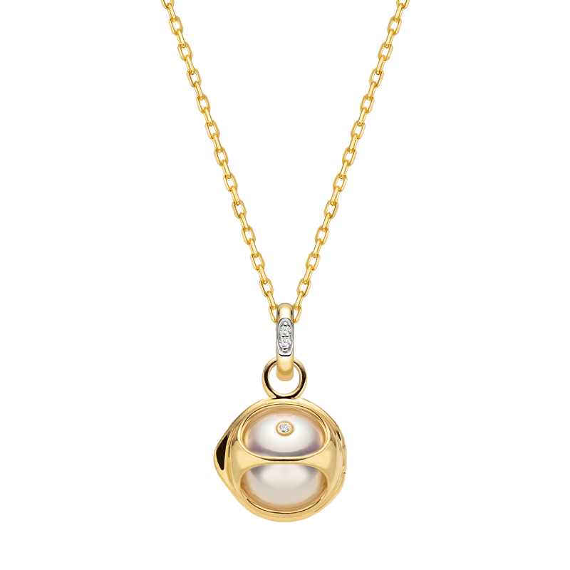 Akoya Saltwater Pearl 18K Gold Diamond Pearl-encased Necklace