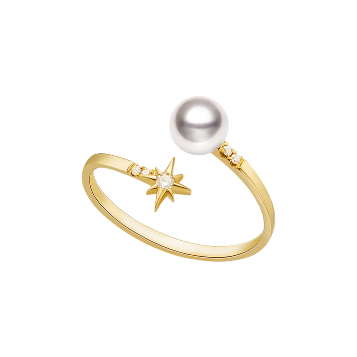 Akoya Pearl 18K Gold Diamond Ring