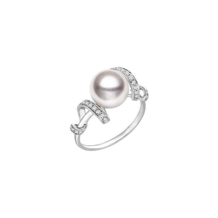 Akoya Pearl 18K White Gold Diamonds Ring