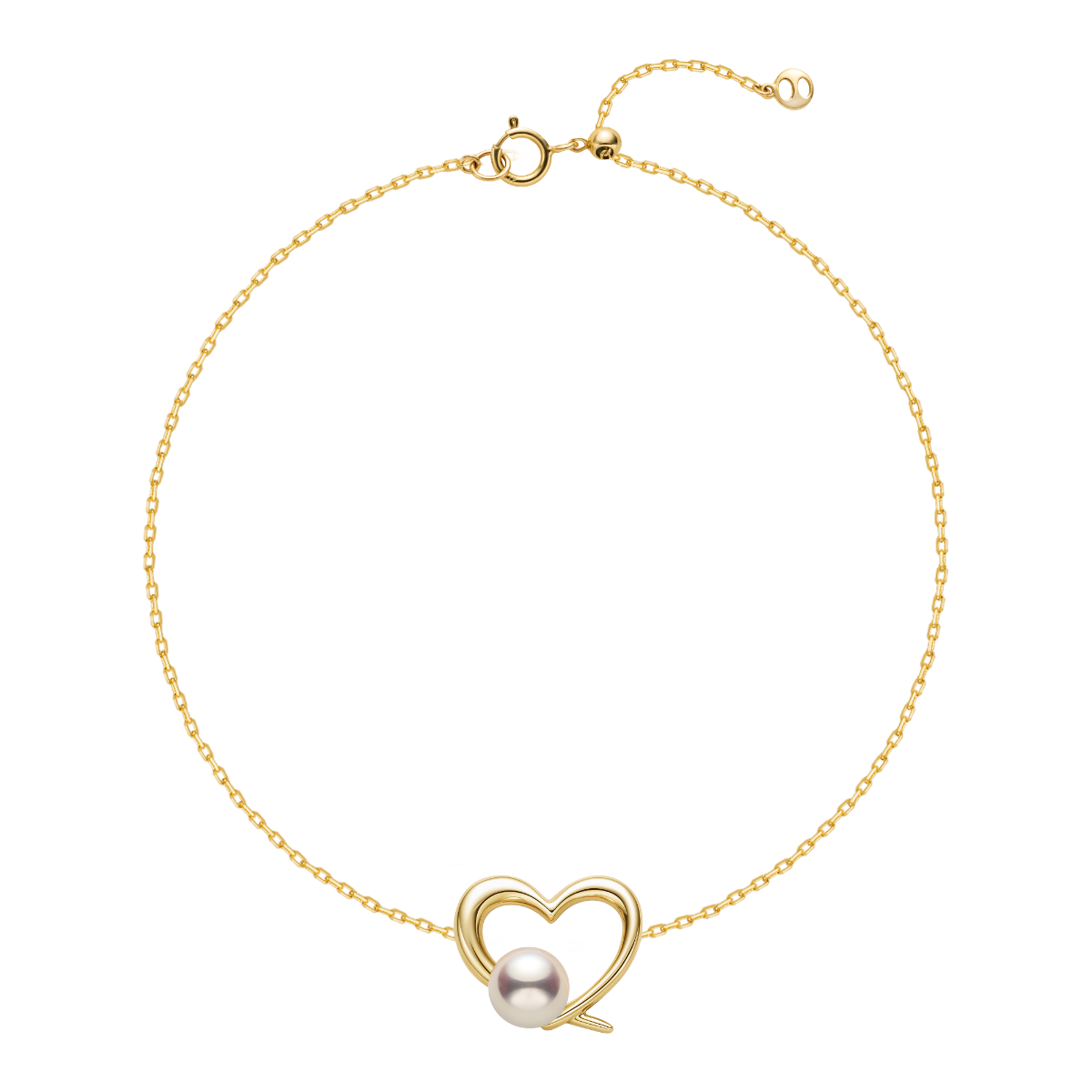 Freshwater Pearl 9K Gold Heart Romance Bracelet