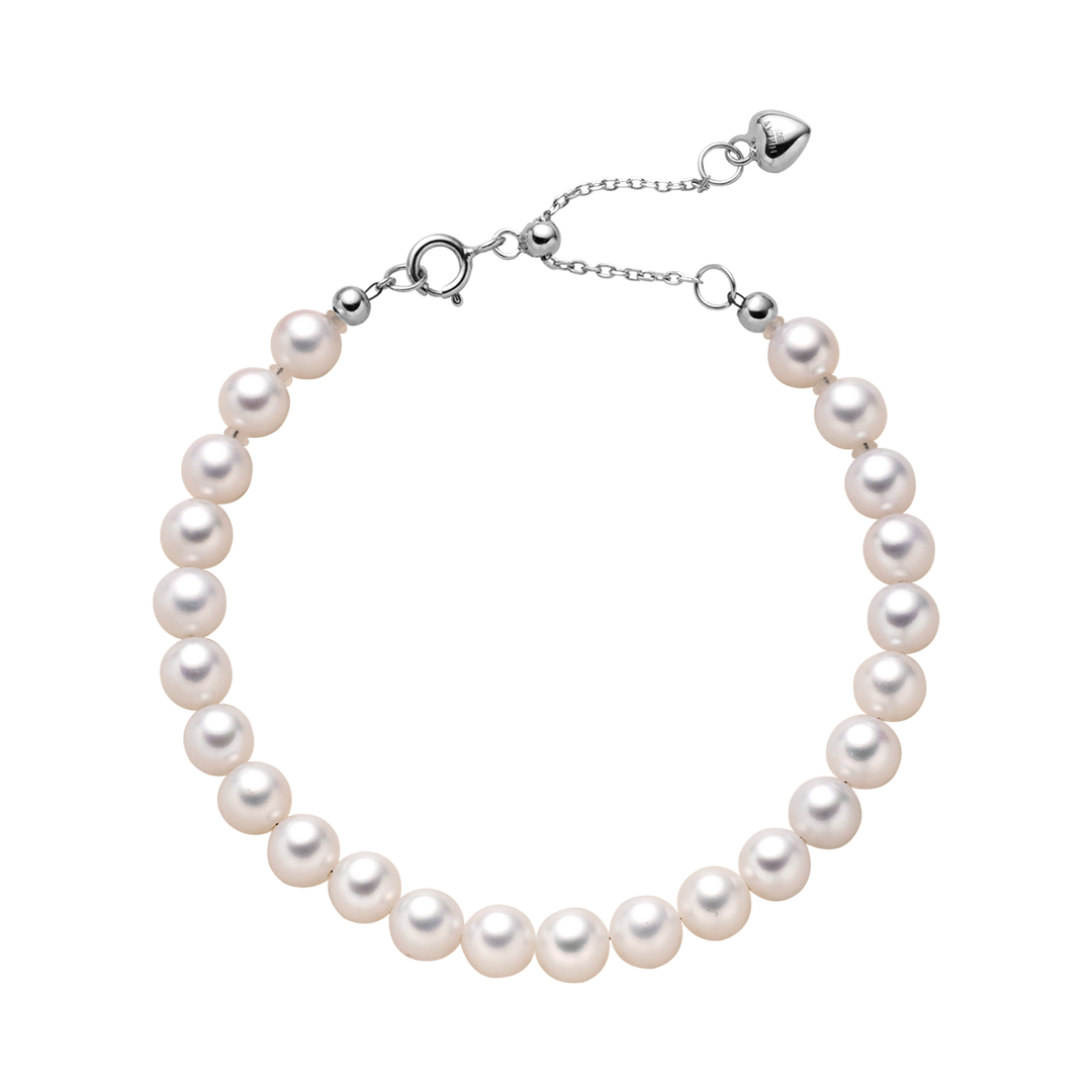 Freshwater Pearl 925 Sterling Silver Heart Clasp Bracelet