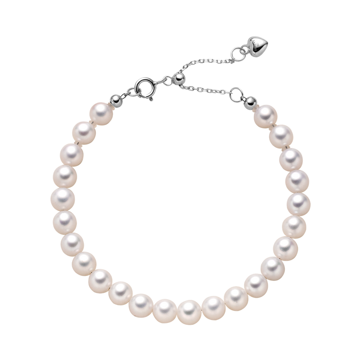 Freshwater Pearl 925 Sterling Silver Heart Clasp Bracelet