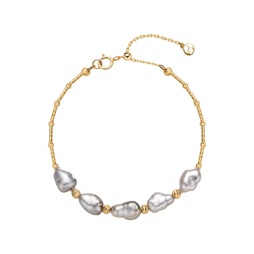 Tahitian Keshi Pearl 18K Yellow Gold Irregular Bracelet