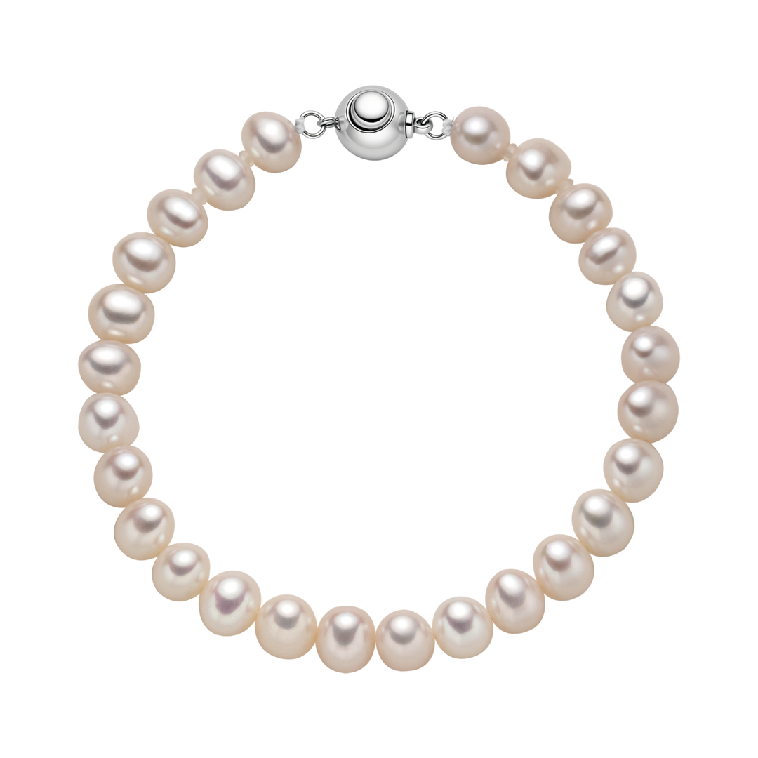Freshwater Pearl 925 Sterling Silver Ball Clasp Versatile Bracelet