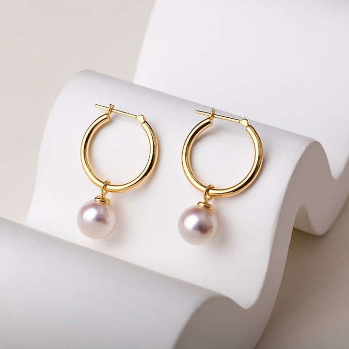 Akoya Pearl 18K Gold Convertible Hoop Earrings