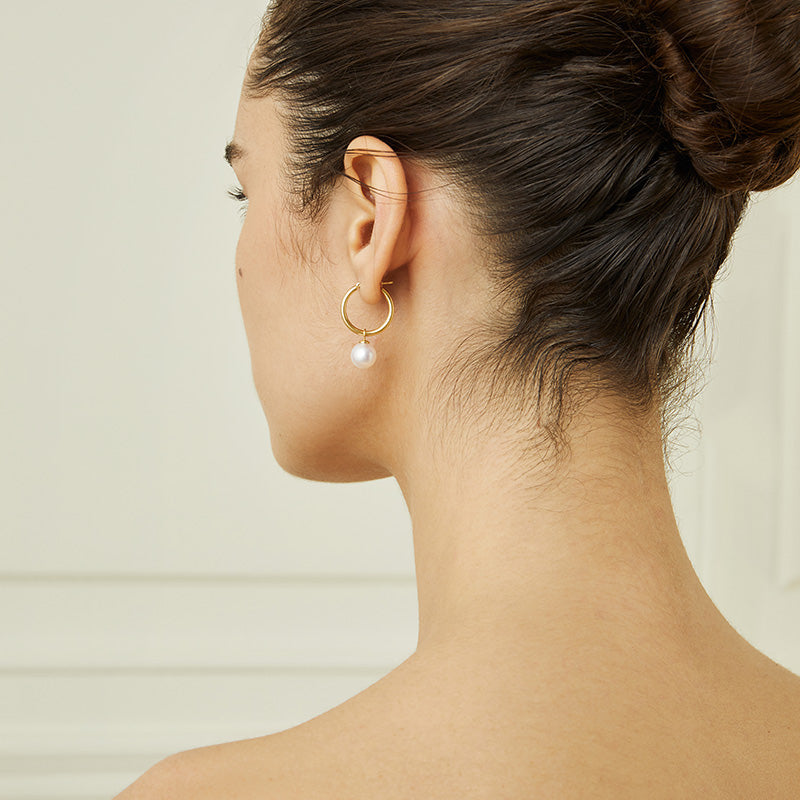 Akoya Pearl 18K Gold Convertible Hoop Earrings